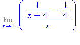 Limit((1/(x+4)-1/4)/x, x = 0)